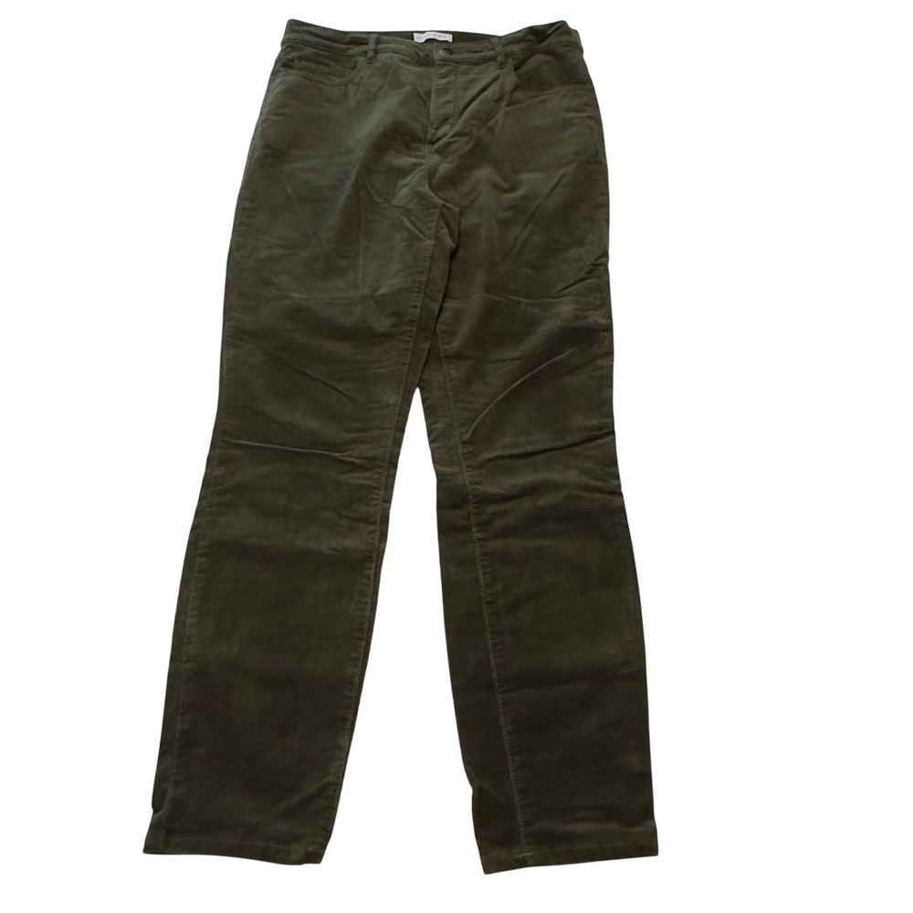 Loft Olive Green Corduroy Pants Womens 10/30 Straight Leg Stretch Cotton Modal